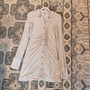 Free People Cream Button-Up Dress